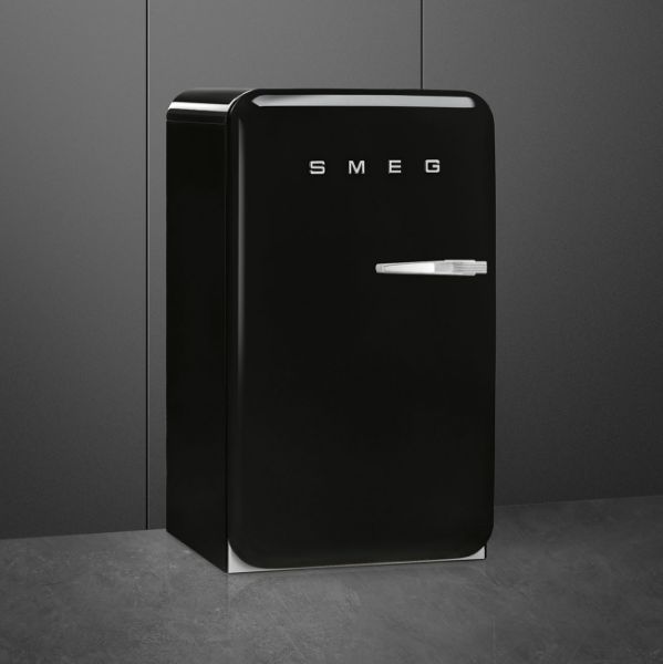 Smeg FAB10LBL6 55cm 50s Style Fridge with Icebox Left Hand Hinge In Black