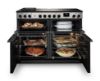 Rangemaster 15828 Edge Deluxe 110cm Dual Fuel Range Cooker in Black Glass with Chrome Trim - EDDLB110DFGBLK/CM1_doors open