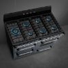 Smeg TR4110GR 110cm Victoria Dual Fuel Range Cooker Slate Grey hob