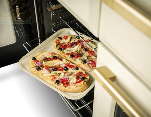 Rangemaster 15251 Estel Deluxe 110 Dual Fuel Range Cooker in Bordeaux with Chrome Trim - ESDLB110DFPBOR/CM1_left oven