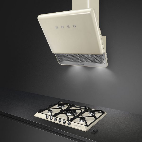 Smeg SR975PGH 69cm Victoria Gas Hob Cream with hood 2