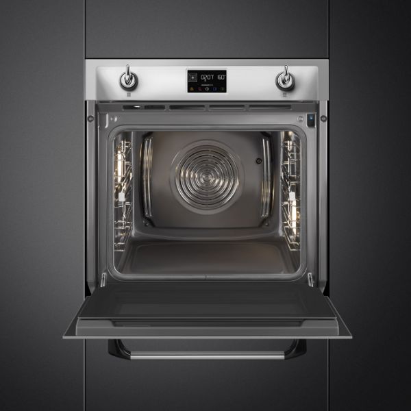 Smeg SOP6902S2PX 60cm Victoria Pyrolytic SteamOne Single Oven Stainless Steel open 2