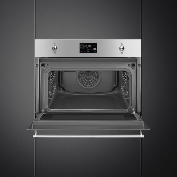 Smeg SO4302M1X 45cm Classic Combi Microwave Stainless Steel open