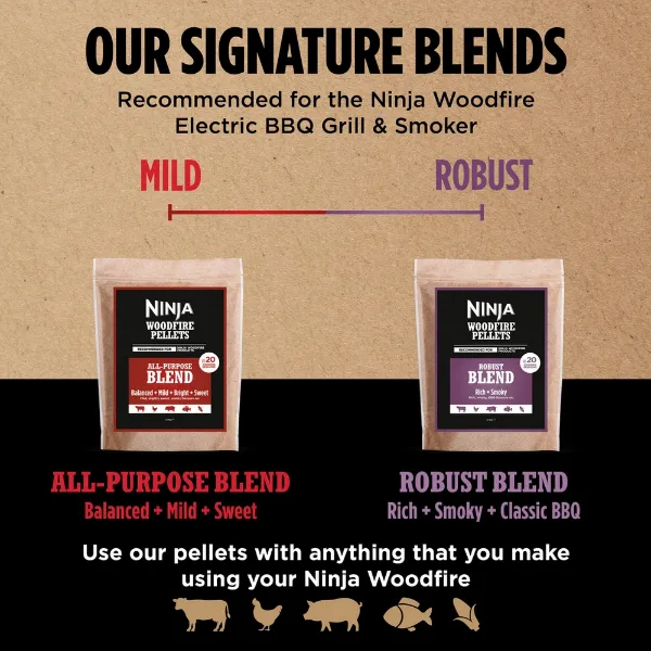 Ninja OG701UKPELKIT Woodfire Electric BBQ Grill & Smoker with Woodfire BBQ Pellets_signature blends