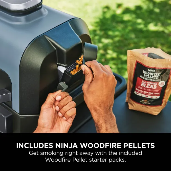 Ninja OG901UKCOVKIT Electric BBQ Grill & Smoker with Cover and Woodfire Pellets  - Black/Blue_includes pellets