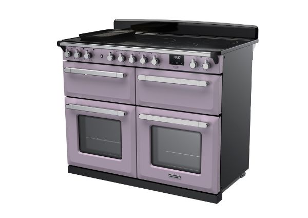 Rangemaster 17881 Deluxe 110 Induction Range Cooker in Heather with Chrome Trim - ESDLB110EIPHTH/CM1_angled