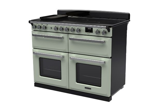 Rangemaster 15306 Deluxe 110 Induction Range Cooker in Mint with Chrome Trim - ESDLB110EIPMNT/CM1_angled