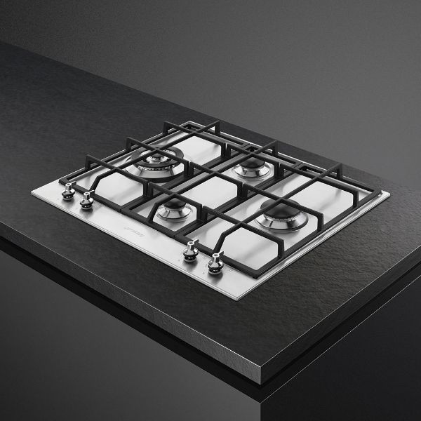 Smeg PX364L 60cm Classic Gas Hob Stainless Steel counter