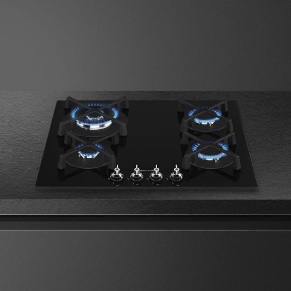 Smeg PV364N 65cm Classic Gas on Glass on Steel Hob Black on