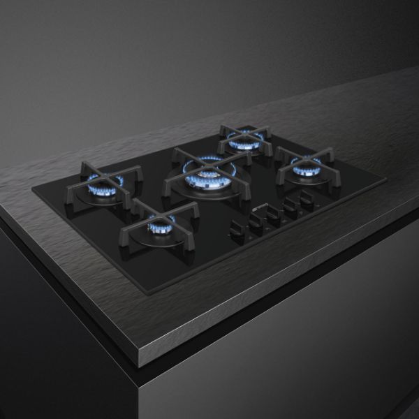Smeg PV275B 72cm Gas on Glass Hob Black on