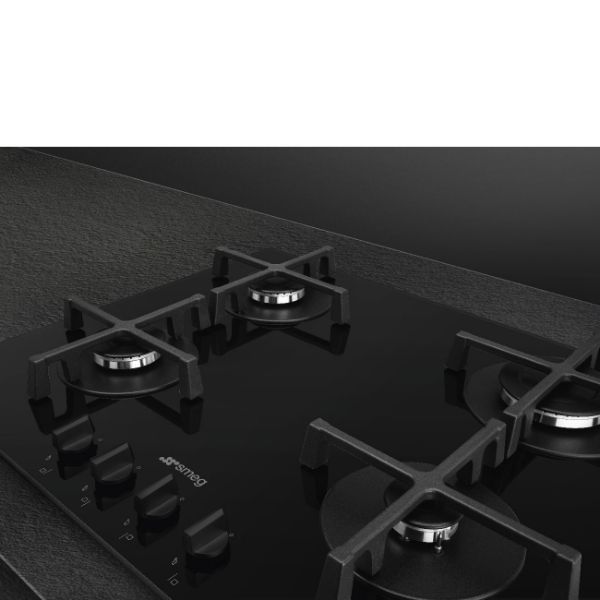 Smeg PV264B 60cm Gas on Glass Hob Black knobs