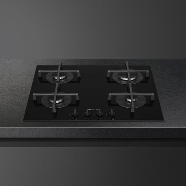Smeg PV264B 60cm Gas on Glass Hob Black counter