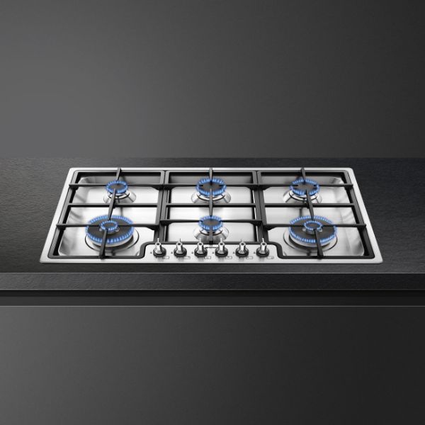 Smeg PGF962 90cm Classic Gas Hob Stainless Steel counter on