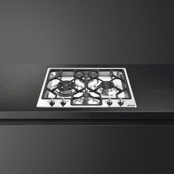 Smeg PGF64-4 62cm Classic Gas Hob Stainless Steel counter