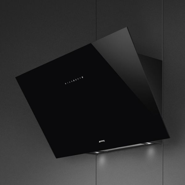 Smeg KV394N 90cm Angled Chimney Auto-Vent 2.0 Hood Black on