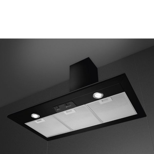 Smeg KSED95NEE 90cm Chimney Hood Black under