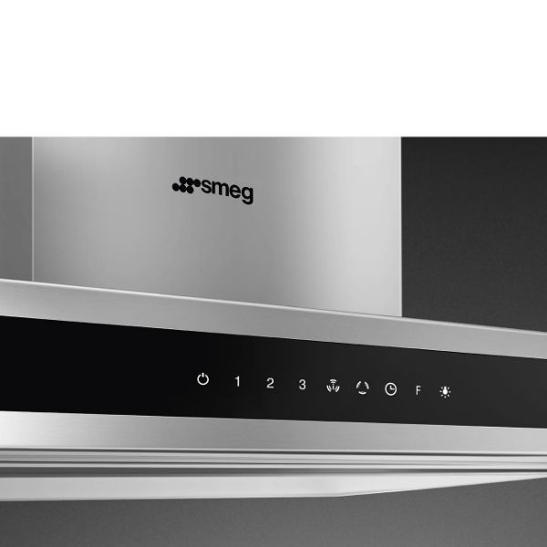 Smeg KLTI9L4X 90cm Alta Island Auto-Vent 2.0 Hood Stainless Steel controls