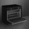 Smeg CX91IMBL 90cm Concert Induction Range Cooker in Black _ side view open oven