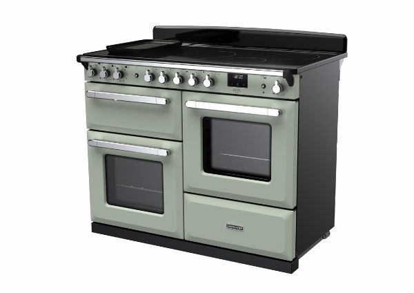 Rangemaster 15204 Estel Deluxe 110 Induction Range Cooker with Proving Drawer in Mint with Chrome Trim - ESDLO110EIPMNT/CM1_angled