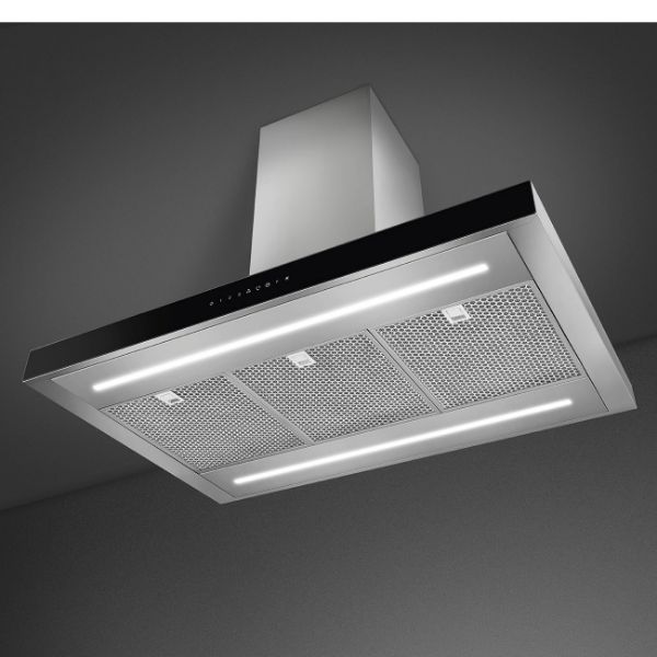 Smeg KBTI9L4VN 90cm Island Auto-Vent 2.0 Hood Stainless Steel with Black Glass under 2