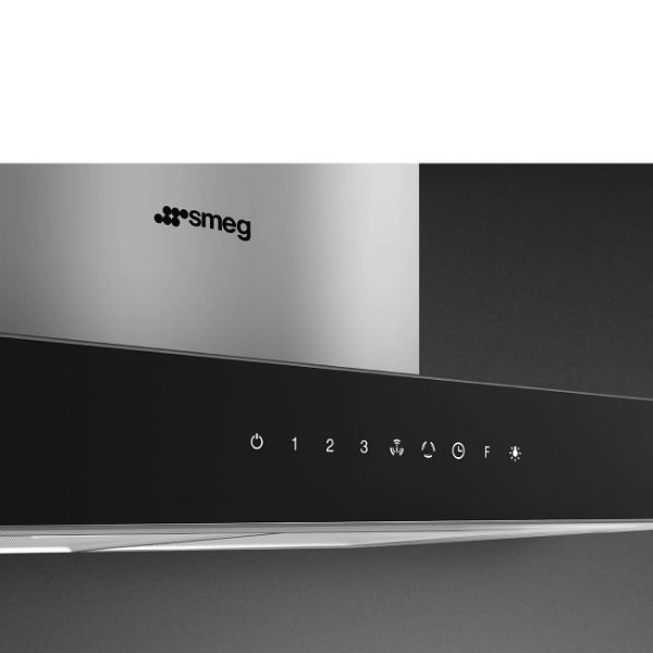 Smeg KBT9L4VN 90cm Chimney Auto-Vent 2.0 Hood Stainless Steel with Black controls
