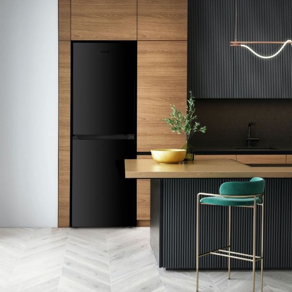 Montpellier MNF167EBK 55cm No Frost  Fridge Freezer in Black_room view