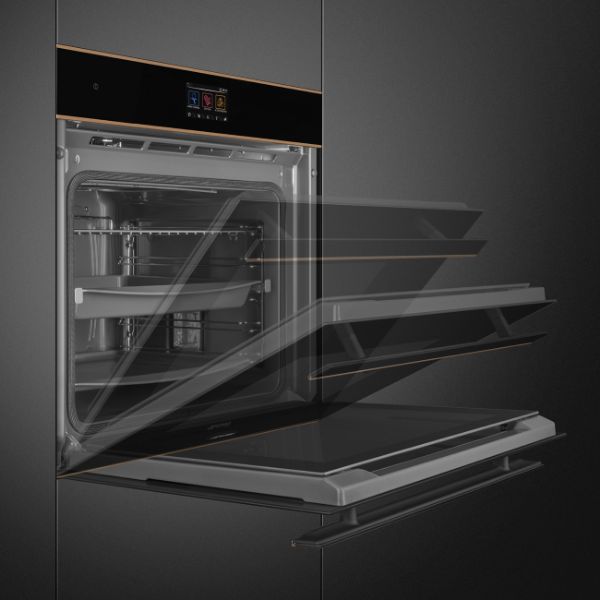 SOP6604TPNR 60cm Dolce Stil Novo Pyrolytic Oven with VIVOScreen Copper opening