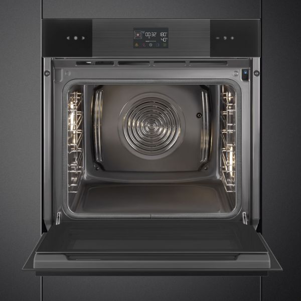 SOP6102S2PB3 60cm Linea Pyrolytic SteamOne Oven Pure Black open 2