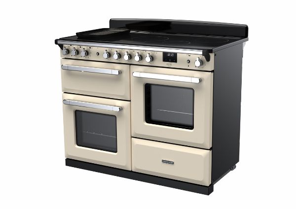 Rangemaster 15199 Estel Deluxe 110 Induction Range Cooker with Proving Drawer in Pale Cream with Chrome Trim - ESDLO110EIPPCR/CM1_angled view