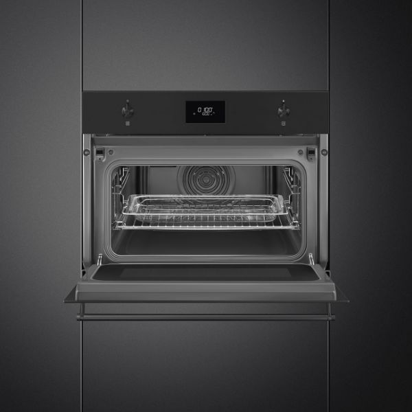 Smeg SO4301M1N 45cm Classic Combi Microwave Matte Black open