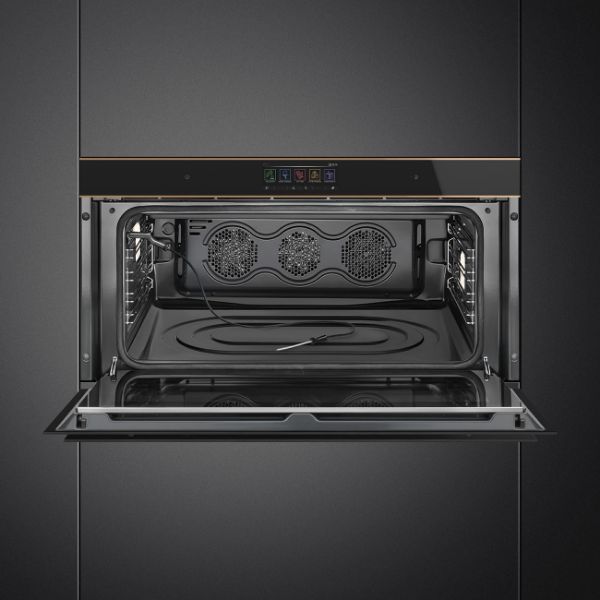 Smeg SFPR9606WTPNR Reduced Height 90cm Dolce Stil Novo Pyro Wi-Fi Oven open 2