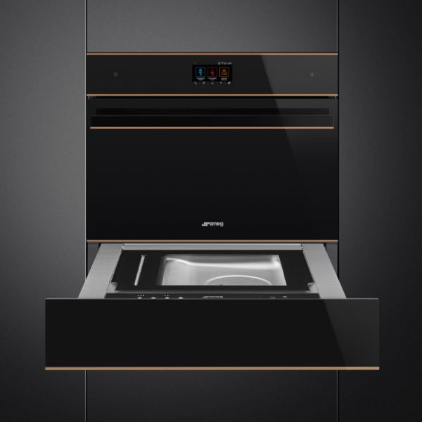 Smeg SBC4604WNR 45cm Dolce Stil Novo Blast Chiller in Black Glass open
