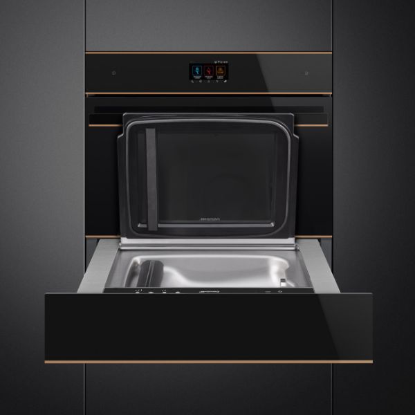 Smeg SBC4604WNR 45cm Dolce Stil Novo Blast Chiller in Black Glass open 2