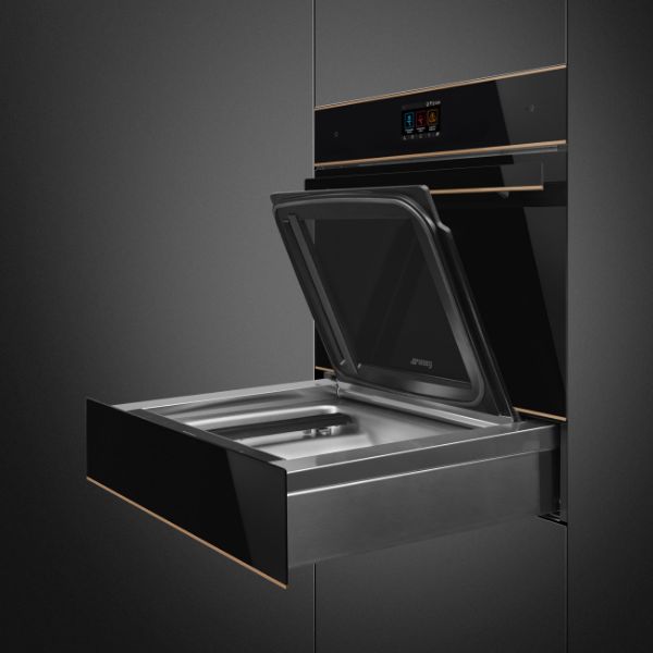 Smeg SBC4604WNR 45cm Dolce Stil Novo Blast Chiller in Black Glass open 3