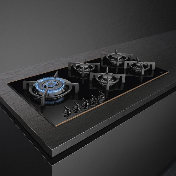 Smeg PV695LCNR 90cm Dolce Stil Novo Gas on Glass Hob with Copper Trim on 2