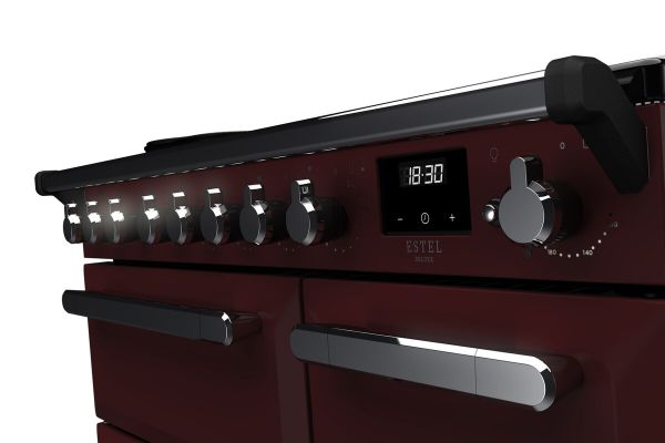 Rangemaster 15030 Estel Deluxe 90 Induction Range Cooker in Bordeaux with Chrome Trim - ESDL90EIPBOR/CM1_controls