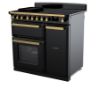 Rangemaster 18053 Estel Deluxe 90 Induction Range Cooker in Gloss Black with Antique Brass Trim - ESDL90EIPGBL/AB1_angled