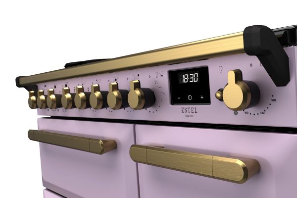 Rangemaster 18230 Estel Deluxe 90 Induction Range Cooker in Heather with Antique Brass Trim - ESDL90EIPHTH/AB1_controls