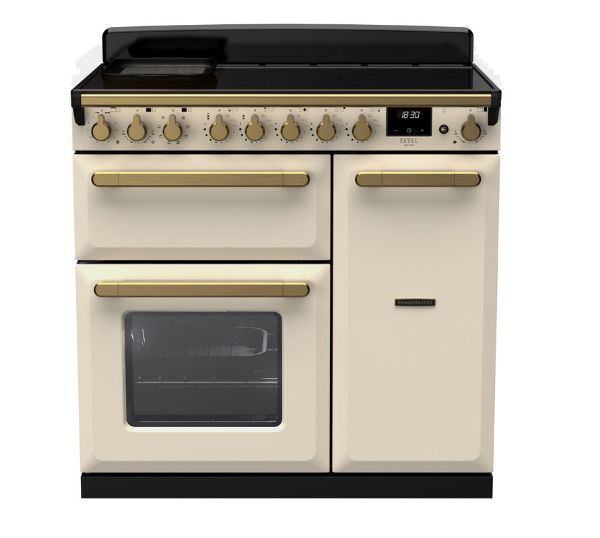 Rangemaster 18055 Estel Deluxe 90 Induction Range Cooker in Pale Cream with Antique Brass Trim - ESDL90EIPPCR/AB1_main