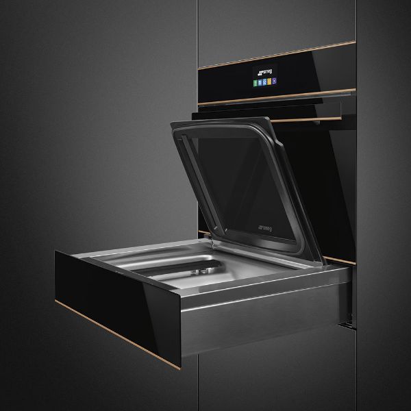Smeg CPV615NR 15cm Height Dolce Stil Novo Vacuum Drawer Copper Trim open 3