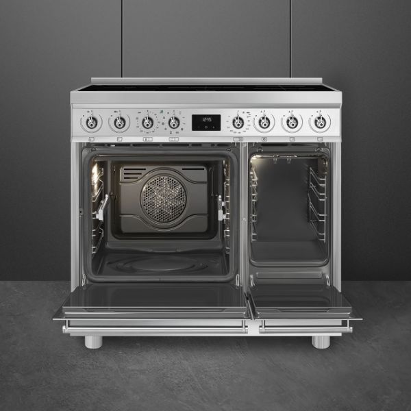 Smeg C92IPX2 90cm Stainless Steel Double Cavity Pyrolytic Cooker open 2