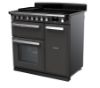 Rangemaster 15028 Estel Deluxe 90 Induction Range Cooker in Slate with Chrome Trim - ESDL90EIPSLT/CM1_angled