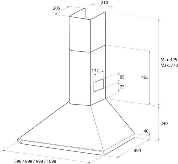 Rangemaster 119490 90cm Chimney Cooker Hood in Slate with Chrome - LEIHDC90SL/C_ size information 
