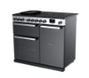 Rangemaster Edge Deluxe 100 Induction Range Cooker in Black Glass with Chrome Trim - EDDL100EIGBLK/CM1_angled