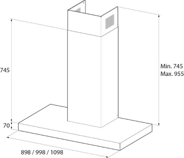 Rangemaster 119540 110cm Flat Hood Cooker Hood in Slate - UNBHDS110SL/_ size info