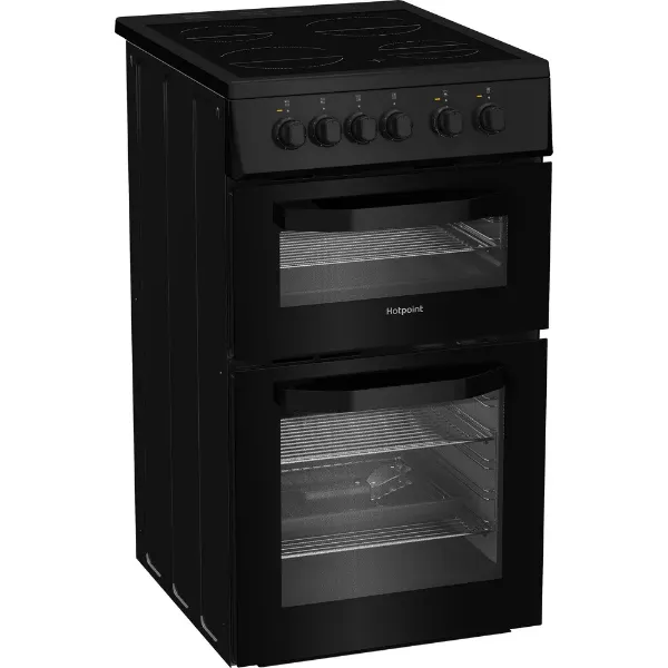 Hotpoint HTE5VCB 50cm 63L Electric Twin Cooker with Ceramic Hob_angled