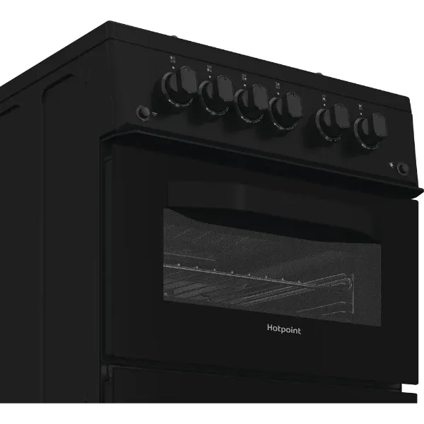 Hotpoint HTG5GCB 50cm Gas Twin Cooker - Black_knobs