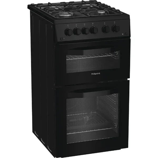 Hotpoint HTG5GCB 50cm Gas Twin Cooker - Black_angled