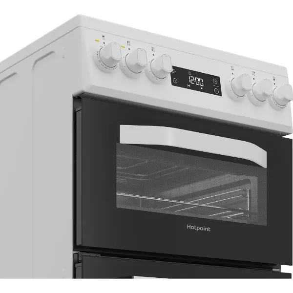 Hotpoint HDE5VDCW 50cm Electric Double Cooker with Ceramic Hob - White_controls