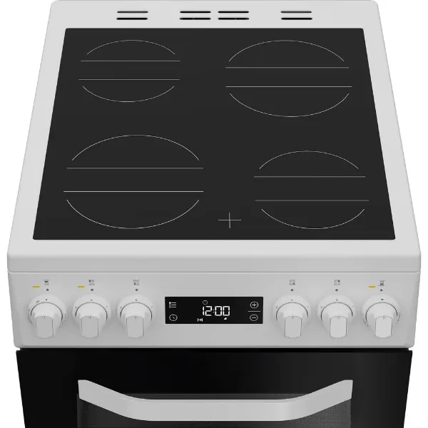 Hotpoint HDE5VDCW 50cm Electric Double Cooker with Ceramic Hob - White_hob